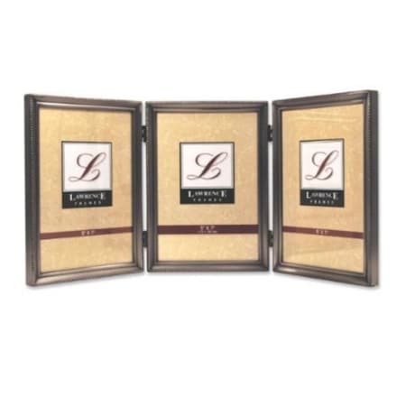 Lawrence Frames Antique Pewter 5x7 Hinged Triple Picture Frame - Bead Border Design 11557T